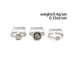 KunJoe 3Pcs/Set Fashion Square Acrylic Rhinestone Open Rings for Women Minimalist Geometry Adjustable Knuckle Ring Party Jewelry