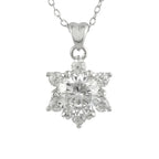 Women's Romantic Wedding Anniversary Necklace with Zircon Stone Link Chain Sterling Silver Jewelry From Taiwan