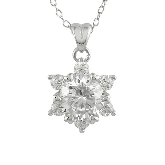 Women's Romantic Wedding Anniversary Necklace with Zircon Stone Link Chain Sterling Silver Jewelry From Taiwan