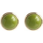 Trendy Green Round Stud Earrings for Women Party Classic Jewelry Golden Color Geometry Beans Shape Earrings Wholesale