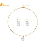 2 Pieces Of Round Pearl Jewelry Set, Earrings, Pendants, Necklaces, Ladies' Exquisite And Fashionable Wedding Jewelry Set,Gifts