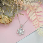 Women's Romantic Wedding Anniversary Necklace with Zircon Stone Link Chain Sterling Silver Jewelry From Taiwan