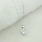 Women's Romantic Wedding Anniversary Necklace with Zircon Stone Link Chain Sterling Silver Jewelry From Taiwan