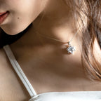 Women's Romantic Wedding Anniversary Necklace with Zircon Stone Link Chain Sterling Silver Jewelry From Taiwan